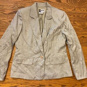 Vintage Together Women’s Blazer Embroidered Floral/Size 8 green Retro